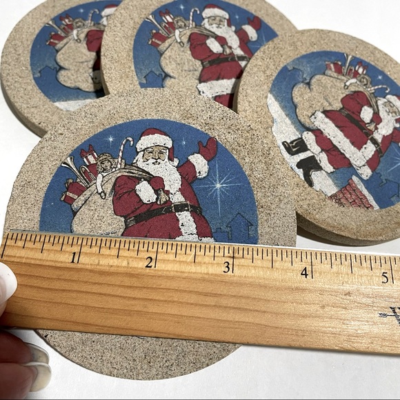Thirsty Stone Drink Coasters Santa Claus Vintage Christmas - Picture 4 of 5